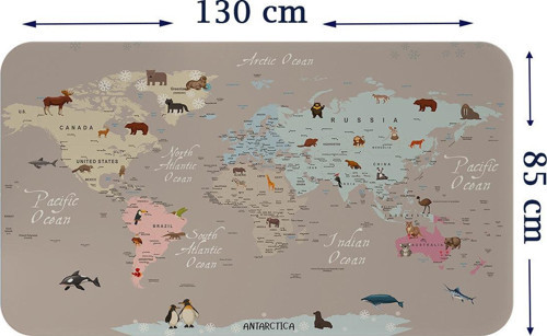 Eğitici Dünya Haritası Dünya Atlası Çocuk Ve Bebek Odası Duvar Sticker-85X130-3817