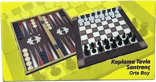 Oyun Aletleri Orta Boy Kaplama Tavla Ve Satranç Takımı