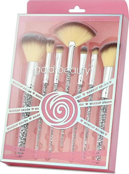 Pembe Parıltılı 7'Li Makyaj Fırçası Set