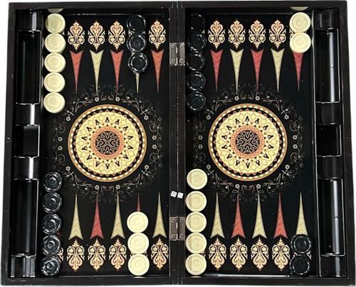 Kırmızı Halı Desenli Plastik Pullu Tavla Takımı  25 X 50 Cm