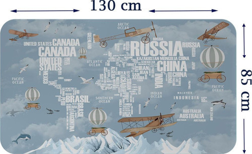 Ülke Adlı Eğitici Dünya Haritası Dünya Atlası Çocuk Ve Bebek Odası Duvar Sticker-85X130-3822