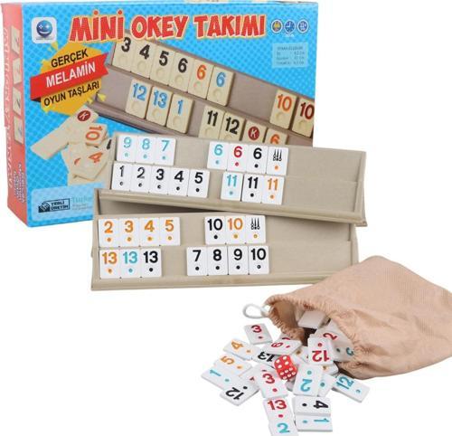 Oyun Aletleri Mini Okey Takımı ( Melamin Taşlı ) En:8,2 Cm Uzunluk: 32 Cm Yükseklik:6,5 Cm