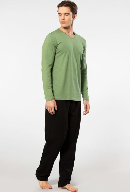 Erkek Uzun Kollu Modal Pijama Takım 2237/Yeşil