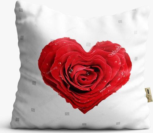 Kırlent Kılıfı 42x42cm Dekoratif Kırlent Yastık Kılıfı Kalpli Tasarım Modeli Lv 37
