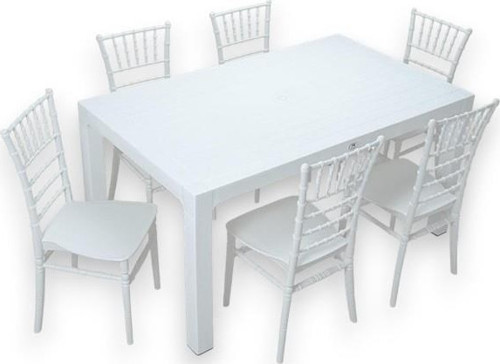 Wood 90x150 Silver Tifany Sandalye Masa Takımı Beyaz