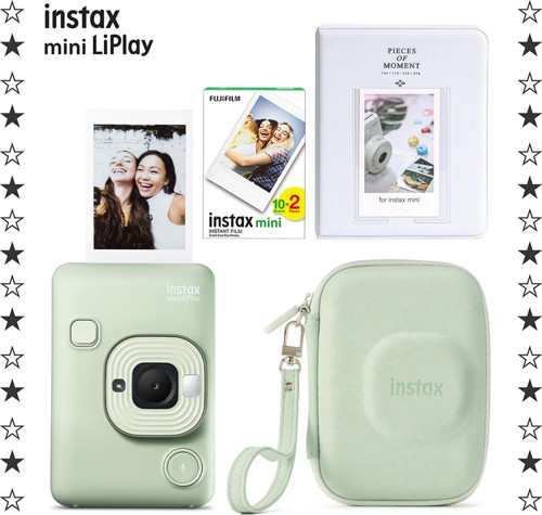 mini LiPlay Matcha Green Fotoğraf Makinesi 20'li Film Albüm ve Çanta Hediye Seti