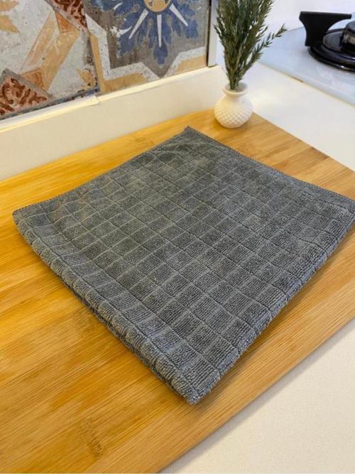 ( 1 Adet ) Profesyonel Mutfak Temizlik Bezi - Gri Renk Kareli