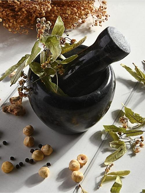 Lüks Doğal Desenli Koyu Gri Mermer Oyma Havan ve Tokmak MIT1251