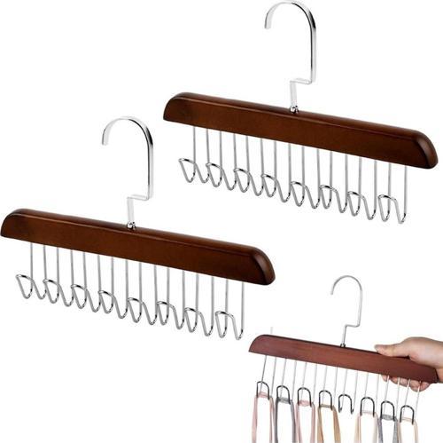 8 Kancalı Kahverengi Ahşap Elbise Eşarp Kravat Kemer Çanta Askısı MIT1219