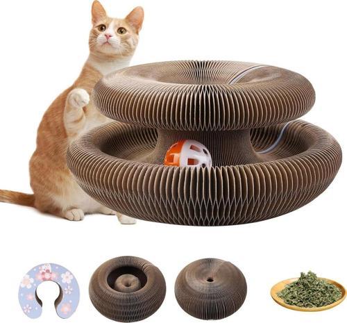 Akordiyon Kedi Tırmalama Oyuncağı Panosu Çıngıraklı Top ve Kedi Nanesi Hediyeli MIT1250