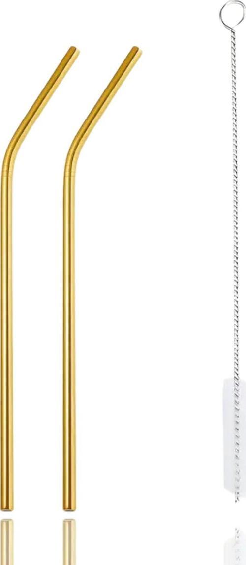 2 Adet Metal Paslanmaz Gold Pipet ve Temizleme Fırçası MIT1217