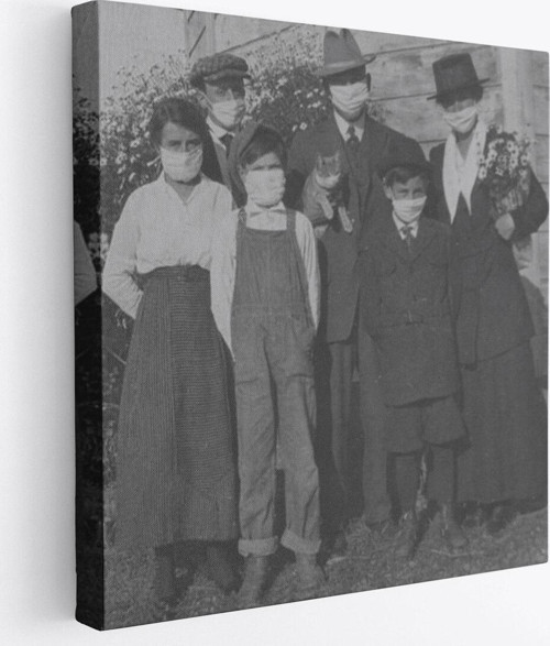 1918 İspanyol Gribi Krizi, Maskeli Kedi, Kanvas Tablo-5328