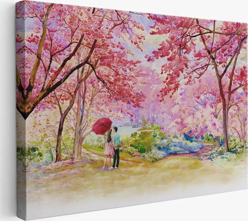 Sakura Ağacının Altındaki Sevgililer Kanvas Tablo-5082