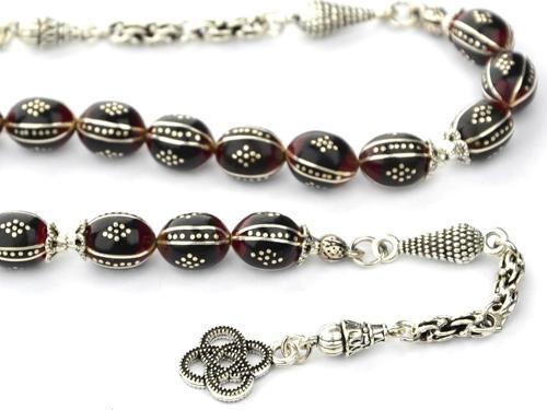 Beyzi Kesim Karpuz Baklava İşleme Oltu Taşı ve Galalith Zaza Tespih