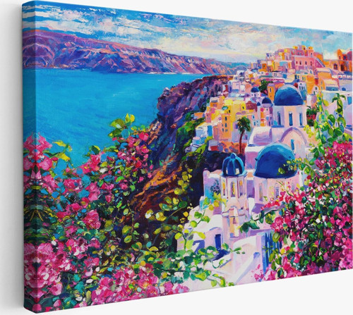 Santorini Yunanistan Güzel Bir Kızın Kavramsal Soyut Resmi-3754