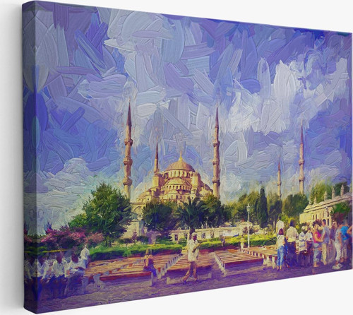 Sultan Ahmet Camii Yağlıboya Görünüm Dekoratif Kanvas Duvar Tablosu-3671