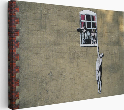 Banksy, Kocası Tarafından Basılan Kadın Kanvas Tablo-5093