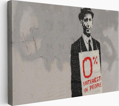 Banksy % 0 Faiz Oranı İsimli Çalışması Kanvas Tablo / % 0 Interest In People-5110