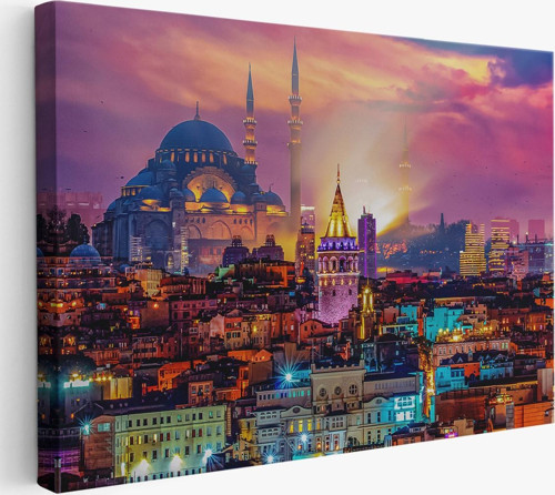 Galata Kulesi Sultan Ahmet Camii Ve Şehir Manzara Tablosu-6514