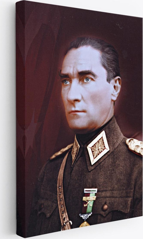 Atatürk Portre Tablosu Mustafa Kemal Atatürk Dikdörtgen Dekoratif Kanvas Tablo-Cp-67