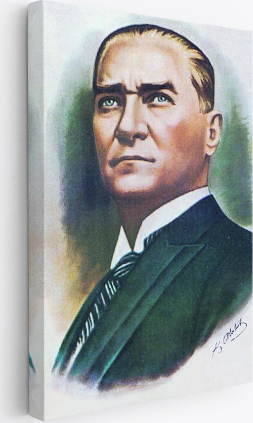Atatürk Portre Tablosu Mustafa Kemal Atatürk Dikdörtgen Dekoratif Kanvas Tablo-Cr-68