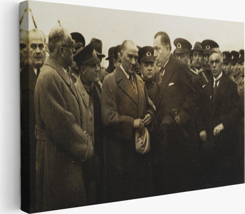 Atatürk'Ün Anadolu'Yu Ziyareti Mustafa Kemal Atatürk Dikdörtgen Dekoratif Kanvas Tablo-Cü-74