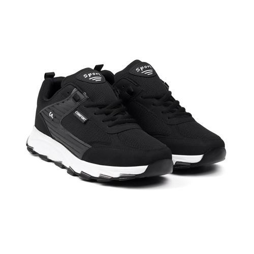 Erkek Siyah Spor Ayakkabı Rahat Yürüyüş Koşu Günlük Sneaker Bağcıklı Hafif Taban