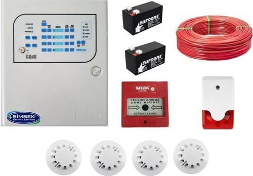 4 Lü Yangın Alarm Seti Kablo Dahil