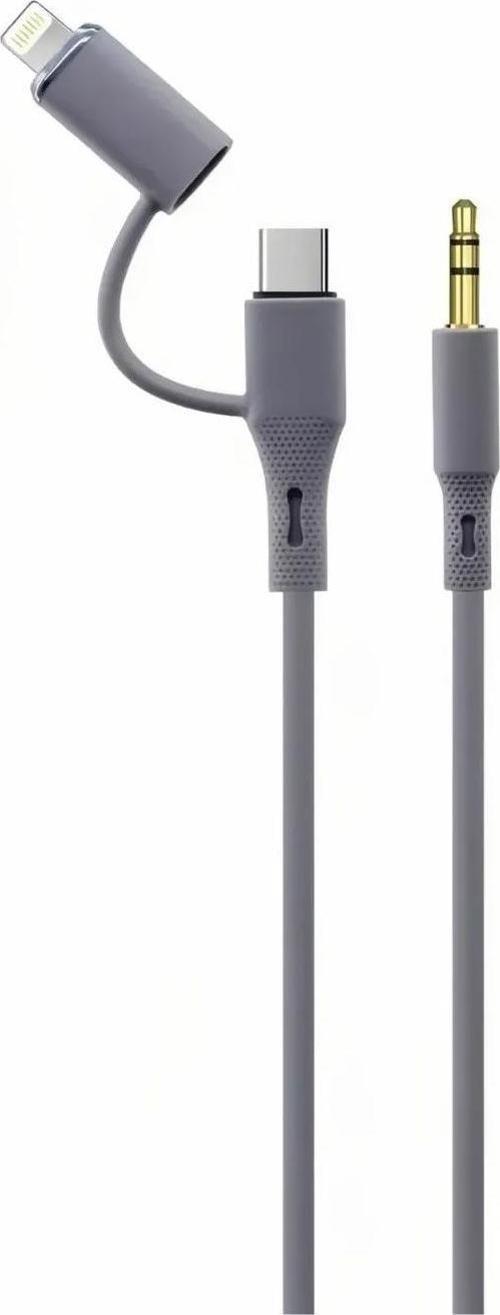 Ga77 Araç Silikon Ses Kablosu 2in1 Type-C 3.5mm Kulaklık Lighting Tüm iPhone ile Uyumlu 100 Cm Uzunluk