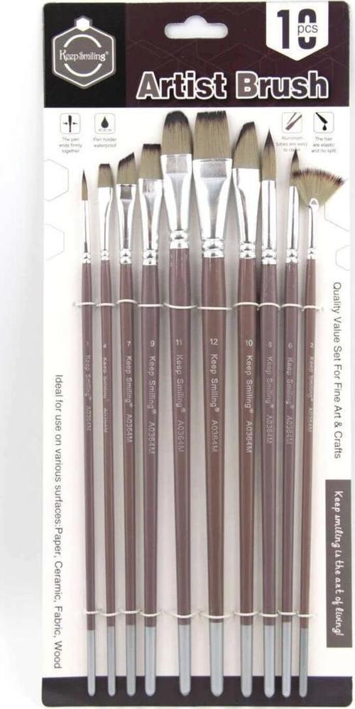 Uzun Saplı Sentetik Karma Fırça Seti 10’lu