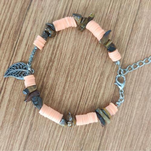 Kaplan Gözü Doğal Taş & Heishi Boncuklu Bileklik - 7465