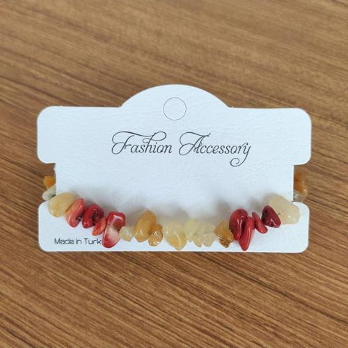 Kırmızı Mercan Doğal Taş & Akik -Açık- Bileklik - 4874