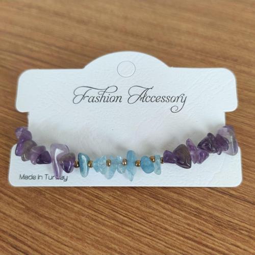 Ametist & Akuamarin Doğal Taş Enerji Bilekliği - 5634