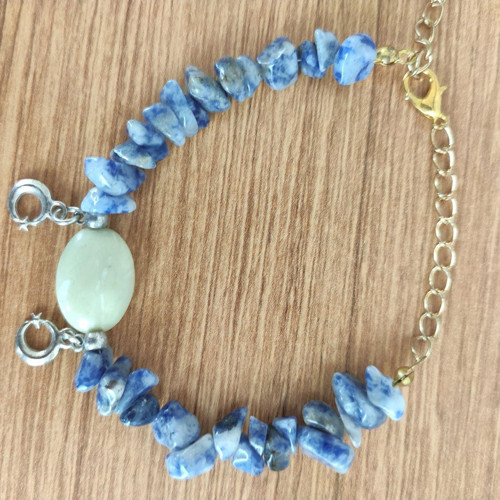 Lapis Lazuli & Aventurin Oval Taşlı El Yapımı Bileklik - 1054