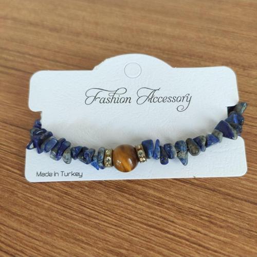 Lapis Lazuli & Kaplan Gözü Taşı El Yapımı Bileklik - 6033