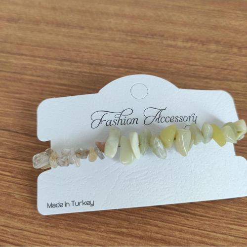 Sarımsı Yeşim ve Şeffaf Kristal Taşlı Ayarlanabilir Bileklik- 4903