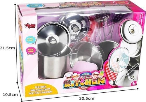 8 PARÇA ÇELİK TENCERE TAVA SETİ VARDEM Kız Erkek Çocuk Oyuncak Eğitici Oyuncaklar