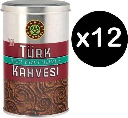 Orta Kavrulmuş Teneke Kutu Türk Kahvesi 250 gr 12'li