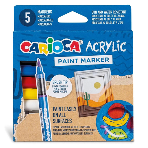 Carioca Akrilik Paint Marker Su Bazlı Fırça Uçlu 5'li Kız Erkek Çocuk Oyuncak Eğitici Oyuncaklar