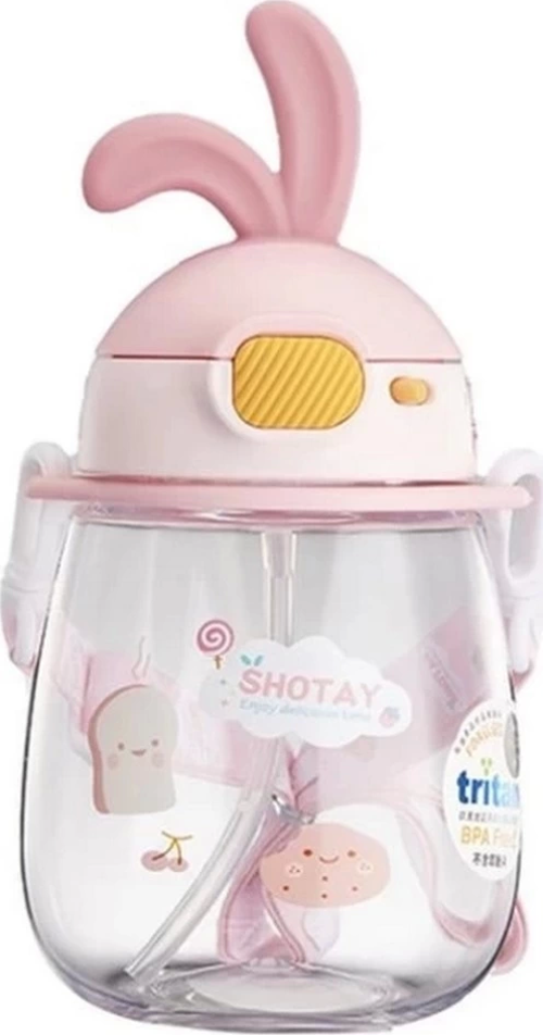 Shotay Kulaklı Tritan Pipetli Askılı Matara 600 ml Kız Erkek Çocuk Oyuncak Eğitici Oyuncaklar