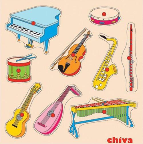 1004-CS Chiva, Müzik Aletleri Ahşap Puzzle Kız Erkek Çocuk Oyuncak Eğitici Oyuncaklar