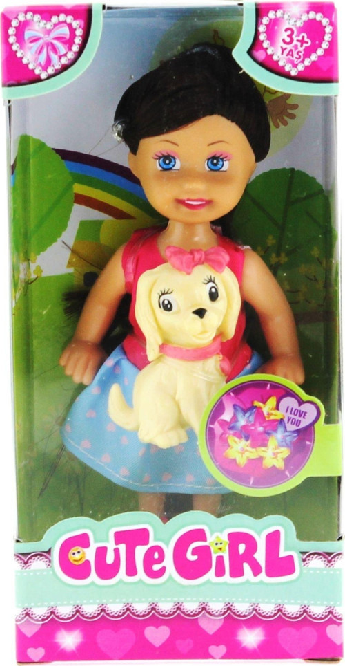 Cute Girl Sarı Köpekli ve Kumral Mini Bebek Kız Erkek Çocuk Oyuncak Eğitici Oyuncaklar