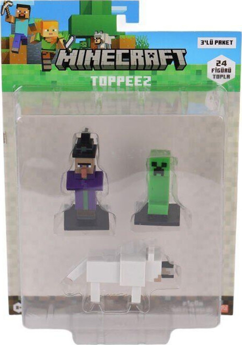 PMI MC2020 Minecraft 3D Figür Toppeez 3lü Set Kız Erkek Çocuk Oyuncak Eğitici Oyuncaklar