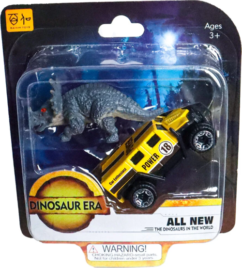 Die Cast Metal Hummer Benzeri Araba ve Triceratops Kız Erkek Çocuk Oyuncak Eğitici Oyuncaklar