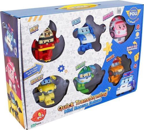 POLI ZR-915 Robocar Poli Quick Transforming Mini Rescue Deluxe Set Kız Erkek Çocuk Oyuncak Eğitici O