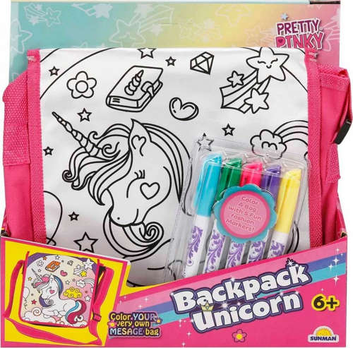 Pretty Pinky Boyanabilir Desenli Unicorn Sırt Çantası Kız Erkek Çocuk Oyuncak Eğitici Oyuncaklar