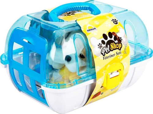 Sunman Çantalı Peluş Köpek Veteriner Seti Kız Erkek Çocuk Oyuncak Eğitici Oyuncaklar