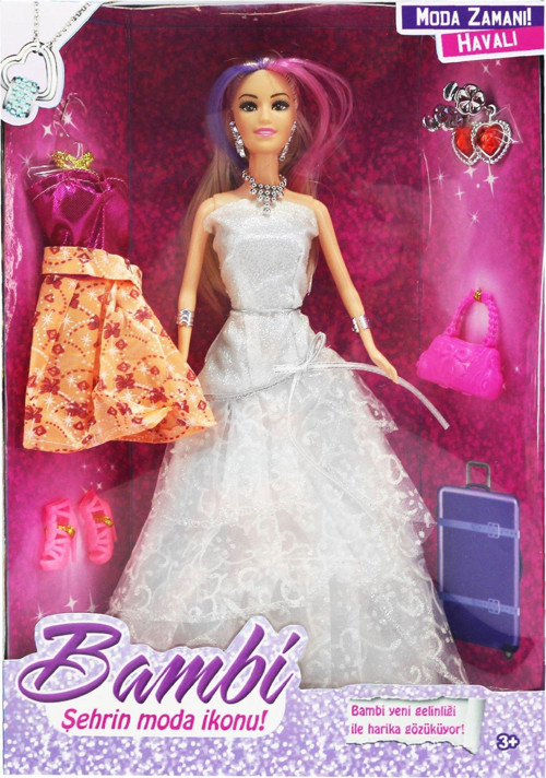 Mavi Yedek Elbiseli Moda Bebek Bambi 88018-C Kız Erkek Çocuk Oyuncak Eğitici Oyuncaklar