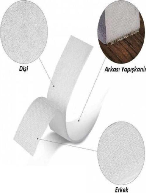 2 Cm Beyaz Yapışkanlı Cırt Cırtlı Bant 1 Metre
