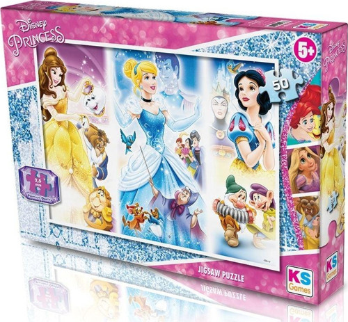 KS Puzzle 50 Parça Disney Prensesler Kız Erkek Çocuk Oyuncak Eğitici Oyuncaklar